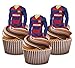 AKGifts Barcelona Football Shirts - 36 Cup Cake Toppers - Edible Stand Up Decorations