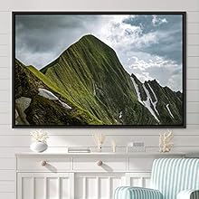 signwin Framed Canvas Wall Art Mountainscape Aerial Dramatic Landscape Mountain Top Multicolor Photography Realism Rustic Warm - 16x24 inches