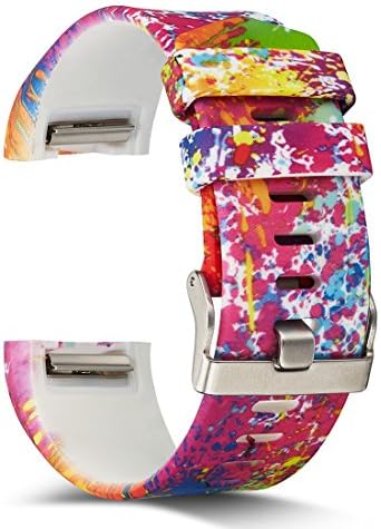 Fitbit Charge 2 Band,Silicone Adjustable Replacement Sport Strap Printed Bands with Classic Buckle for Charge2 HR Heart Rate + Fitness Wristband (Pattern-13, Large)