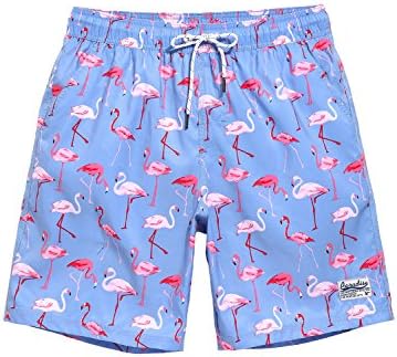 P2U Mens Quick Dry Swim Trunks Shorts Swimwear Bathing Suits GMA826-Flamingo S