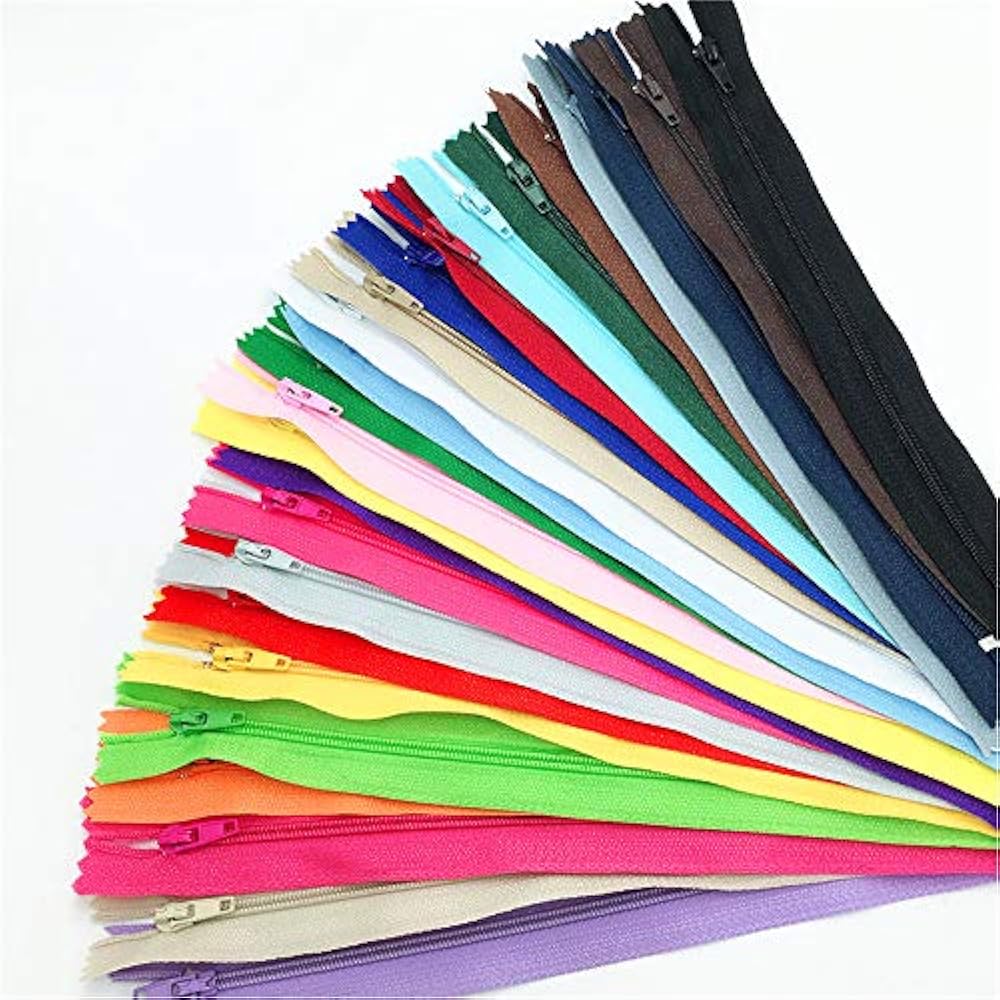 100 Pcs 9 Inch Nylon Coil Zippers Bulk Tailor Sewing Crafts (20 Colors