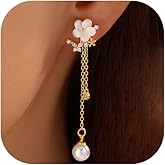 Dangle Earrings for Women 14K Gold Plated Cubic Zirconia Hoop Earrings Dainty Bow Flower Diamond Drop Earring Wedding Jewelry for Brides