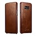 Icarercase Samsung Galaxy S8 Leather Case With Flip Opening Cover in Curved Edge Design and Side Hidden Magnetic Snap (Brown)