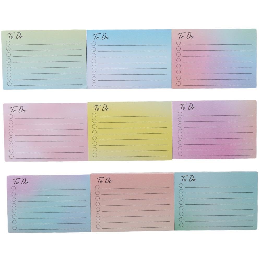 Risedot Sticky Notes Gradient 9 Pack to do List Memo Pad, 450 Sheets Daily List Planner Notes Pads Home