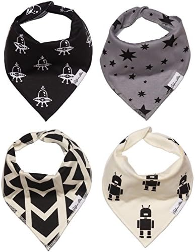Baby Bandana Drool Bibs Gift Set For Boys, 4 Pack Organic Cotton With Snaps "The Future Set" By California Blue