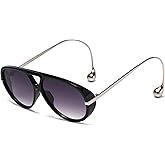 LASPOR Oversized Aviator Sunglasses for Women Vintage With Adjustable Earring Large Big Frame Ladies Shades