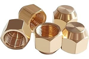 Joywayus Brass 1/2" Female Flare Cap SAE 45 Degree Tube Fitting Outer Hex Thread Socket Plug Gas Fittings (Pack of 5)
