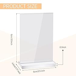 6 Pcs Clear Acrylic Photo Frame, T Shaped Desktop