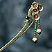 Enjoydeal Women Hairpin Vintage Hair Stick with Copper Made Flowers and Stone Beads
