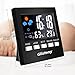 Thermometer Monitor, Glisteny LCD Screen Indoor Humidity Monitor Electronic Digital Display Temperature Gauge Humidity Meter with Alarm Clock, Calendar, Voice Control Backlight