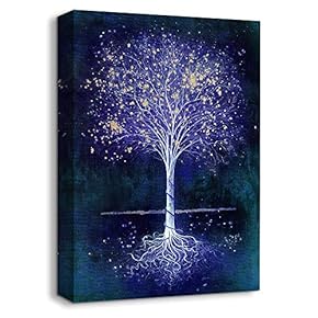 Canvas Wall Art Abstract Tree Painting Artwork for Home Prints Framed - 12x18 inches