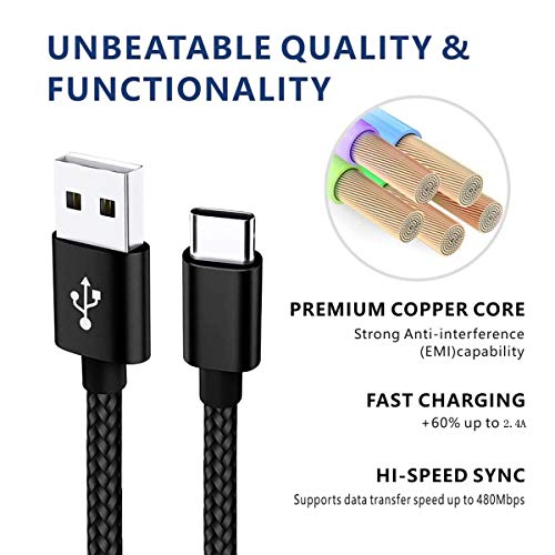 USB Type C Cable 10ft Fast Phone Charger Cord for Samsung Galaxy A10e A20 A50 A51 A71 A30s S8 S9 S10 S20 Ultra, Moto G7 Power G6 Z3 Z4, LG K51 Stylo 6 5 4 G5 G8 V40 V20 Thinq, New Kindle fire 10