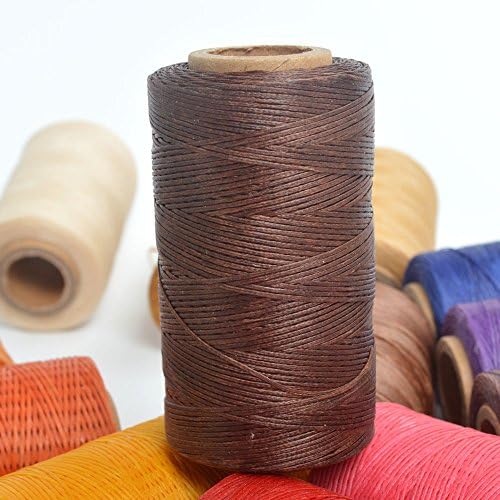 Crafts Thread Coffee Polyester 260m/ 284 Yards Spool 1mm Sewing Machine Leather Waxed Poly Thread Flat DIY Leathercraft Repair Tool Sew Heavy Duty Shoes Bags Embroidery