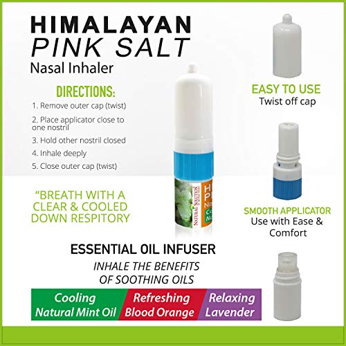 Natural Solution Pink Salt Aromatherapy Nasal Inhaler with Cooling Mint