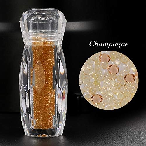 1 Bottle Micro Pixie Beads Gravel Nail Crystals For Nails Colorful Multicolor Micro Strass Glass Caviar Beads Nail Art 3D Decorations (Champagne)