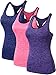 Neleus Women's 3 Pack Dry Fit Compression Athletic Tank Top,8007,Purple,Blue,Pink,US L,EU XL