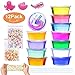 SEYOU Slime Kit, 12 Colors Non-Toxic Clear Crystal Slime Soft Jelly Clay Putty Mud Stress Relief Toy Jelly Toy for Kids & Adult, Includes Foam Balls, Fruit Slices, Moulds and Straws, DIY Slime Making
