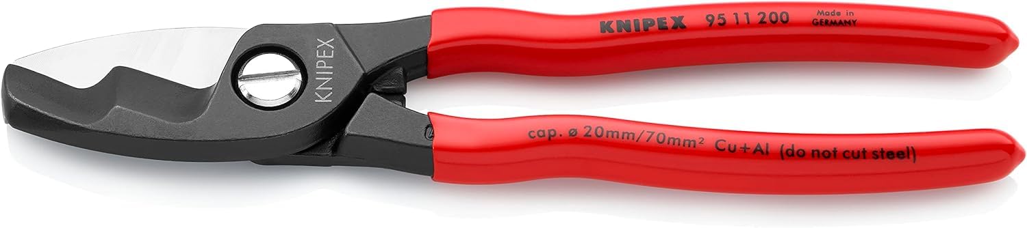 KNIPEX Cable Shears with Twin Cutting Edge with Plastic Coating 200 mm, 95 11 200