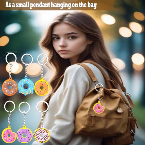 36pcs Sweet Donut Keychain Decorations Party Favors Sweet Doughnut Theme Birthday Party Supplies for Birthdays & Events Wallet Keyrings Pendant Souvenirs Reward Gifts Available in 6 Colors