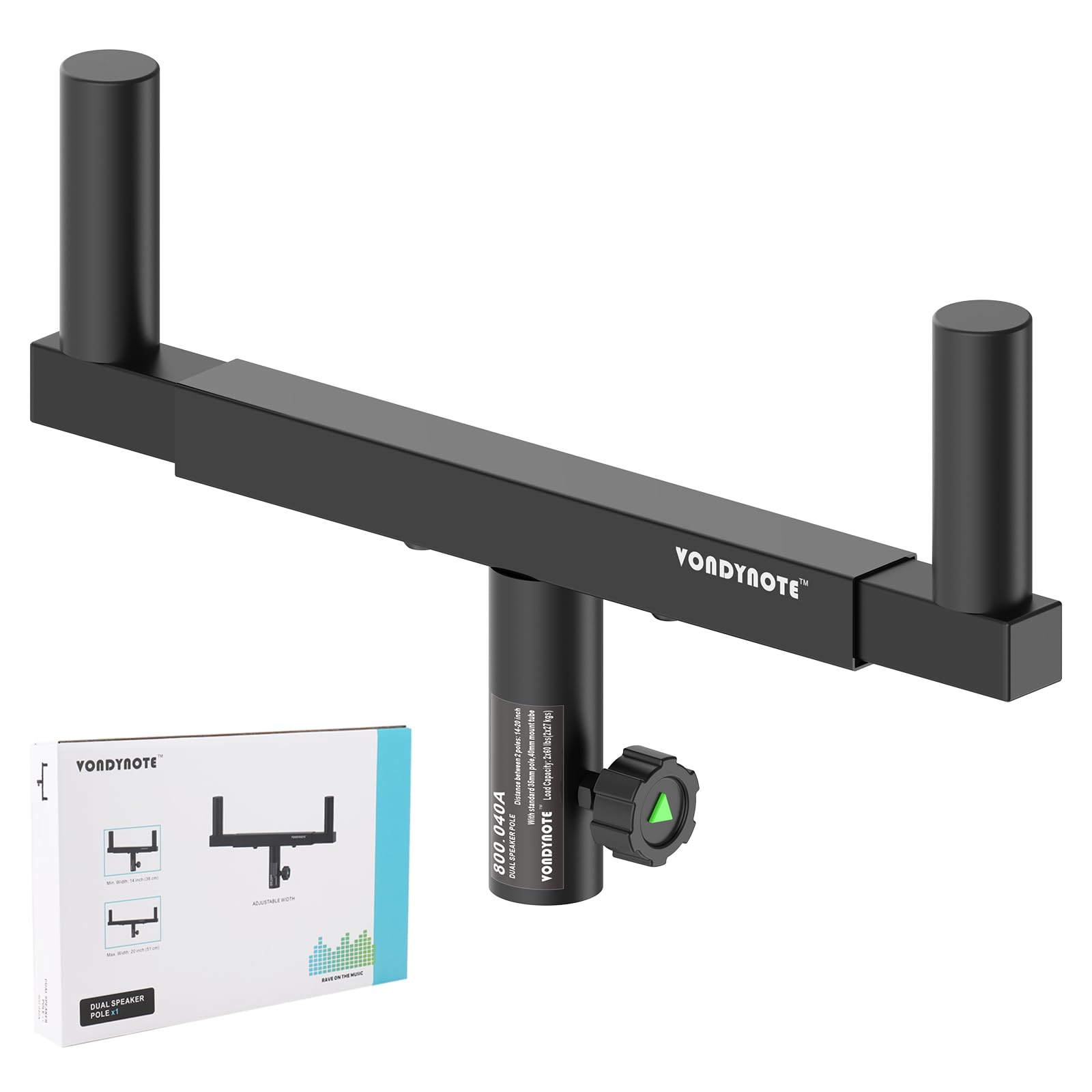 Photo 1 of Vondynote Dual Speaker Mount Bar Mounting Fork Bracket Speaker Pole Width Adjustable, Single