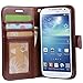 Galaxy S4 Case, Arae Samsung Galaxy S4 Wallet case, [Wrist Strap] Flip Folio [Kickstand Feature] PU Leather Wallet case with ID&Credit Card Pockets for Samsung Galaxy S4 I9500 (Brown)