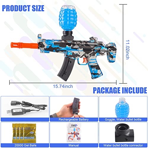 Electric Gel Ball Toy Automatic, Eco-Friendly Water Ball Beads Gun Toy, Water Ball Summer Toy with Water Beads and Goggles, for Outdoor Game, Ages 12+