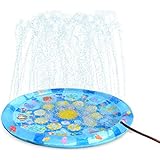 Sunny Days Entertainment 4 in 1 Splish Splash Learning Pad Outdoor Sprinkler Mat Toy for Toddlers and Kids Water Mat Wading Pool for Summer Fun, 320102