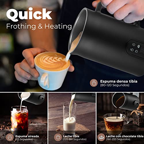 Espumador de Leche, Vaporizador de Leche Automática,4 en 1 Fabricante de Espuma de Leche, Espumador de Leche y Calentador Eléctrico para Leche Caliente,Café con Leche,Capuchino,Chocolate Caliente