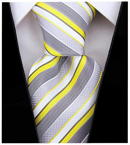 Striped Ties for Men - Woven Necktie - Yellow