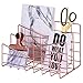 Nugorise 3 Slot Letter Holder,Desk Wire Letter Mail Sorter, Decorative File Storage Organizer for Postcard, Mail, Brochure and Notebook, Rose Gold