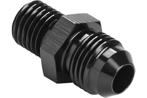 Podavelle Metric M12x1.5 to 6AN Male Flare Fuel Fitting Adapter Straight Aluminum Black
