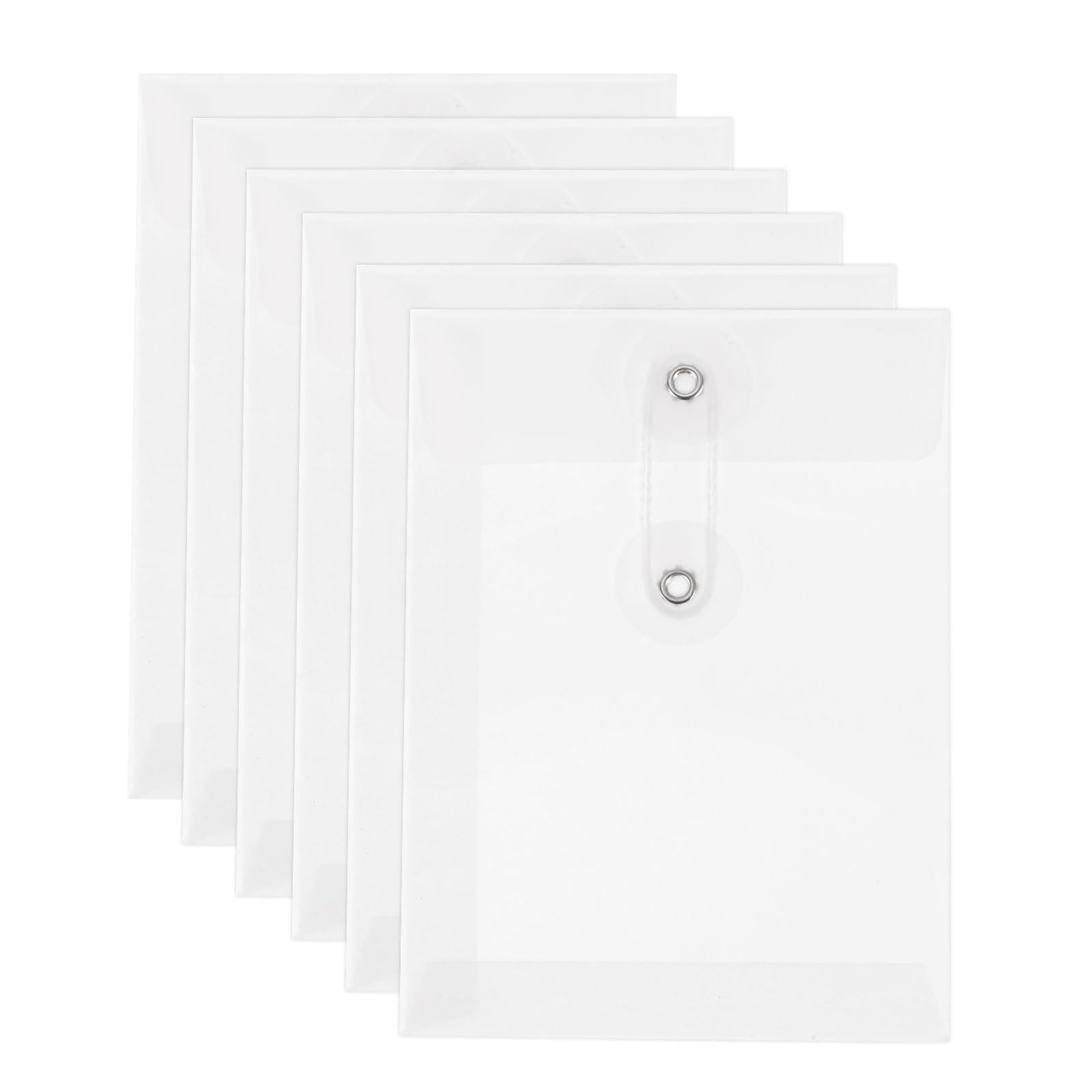 PATIKIL 6 Pcs Kraft Paper Envelope with String Tie Closure, 5.5 x 4 Inch Vintage Envelopes File Folder Bag for Office Business Home Card Storage Document Organize, Transparent