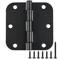 2 Pack Rounded Matte Black Door Hinges 3.5 Inch