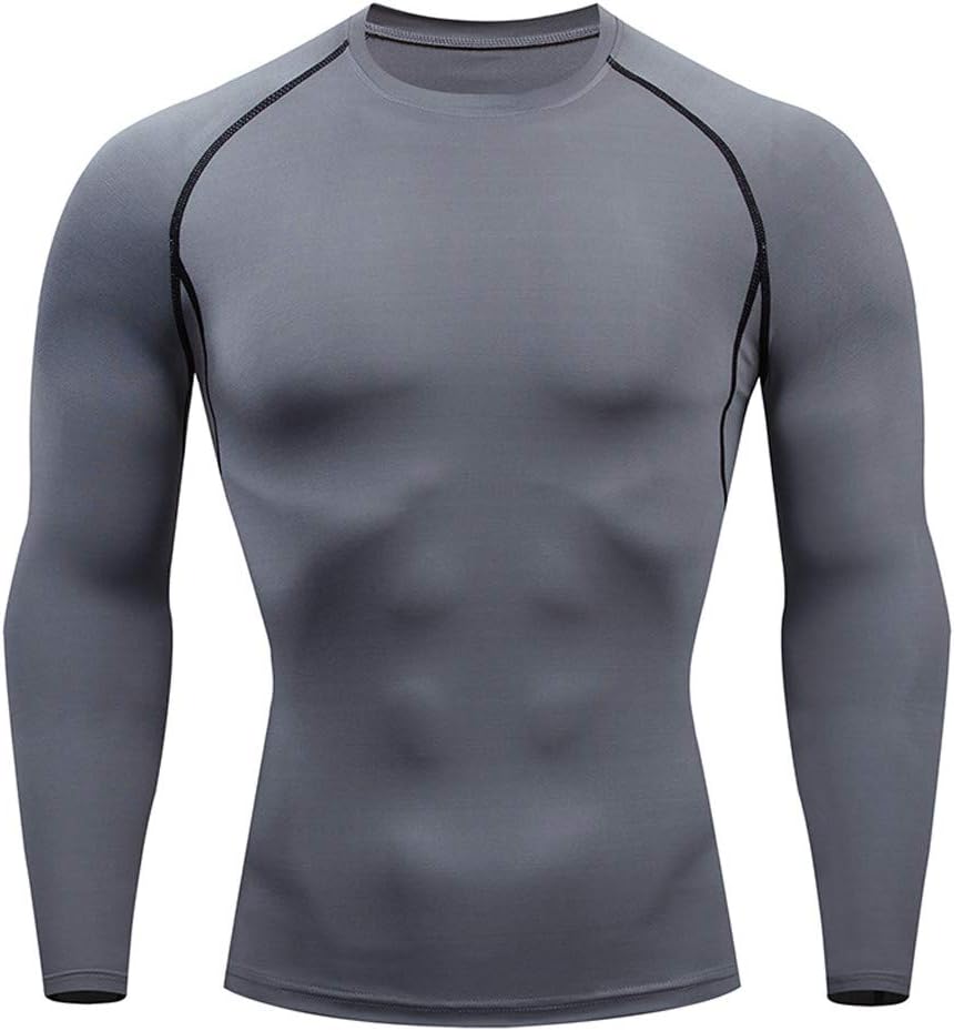 iYmitz Men's Sports Base Layer Long Sleeved Compression Vest Comfortable Tight Fit Body Shaper That Compresses Core Muscle Performance Shirt Mens Long Sleeve Compression Top Base Layer Crew Neck
