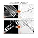 Aleath Portable Grill Basket, Stainless Steel BBQ Accessories Grilling Basket with Removable Handle, BBQ Tools for Fish, Shrimp,Vegetables, Kabob, Steak - Come with Basting Brush