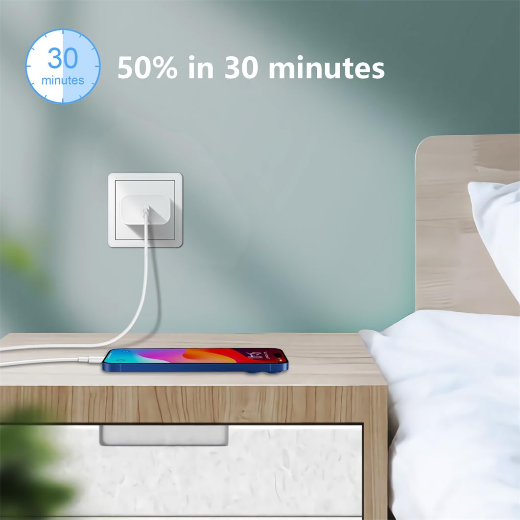 USB-C Charger Block 20w Compatible with Apple Watch Block, iWatch Series Ultra/10/9/8/7/6/SE/SE2/5/4/3,iPhone 16/15,gvmkwejk Type-C PD Fast Charging USBC Power Adapter,1-Pack White