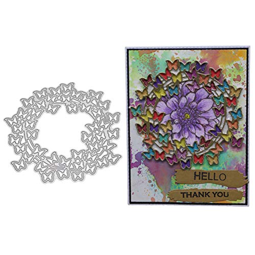 AkoMatial Cutting Dies,Butterfly Wreath Design Embossing Cutting Dies Tool Stencil Template Mold Card Making Scrapbook Album Paper Card Craft,Metal