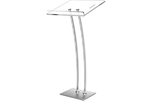 EASILYWINLIFE Acrylic Podium Lectern with Iron Stable Bottom, Stand Up Pulpits for Churches with Thickened Acrylic Countertop, Multi Function Pulpit with pancel Pen Slot for Modern Classroom Concert Wedding Event
