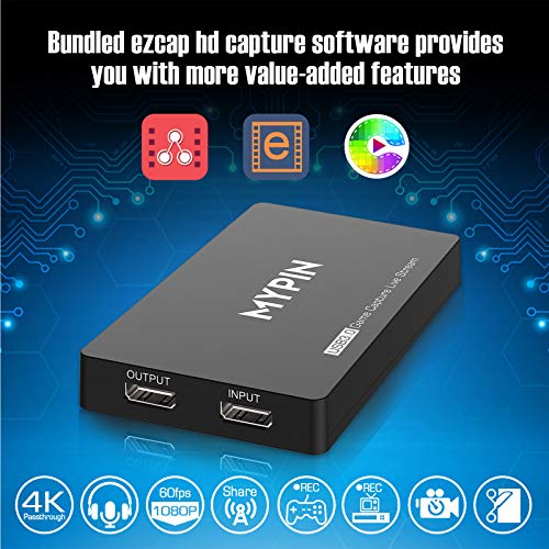 MYPIN USB3.0 HDR 4K Capture Card for Live Streaming, Capture 1080P