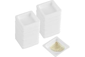 OMASUNB 100PCS Weigh Boats Small 7 Ml (0.24 Oz), Anti Static White Square Weighing Boats, Disposable Plastic Measuring Dishes for Capsule Filling, Lab Dish, Powder, Liquid, Food, Sample Container