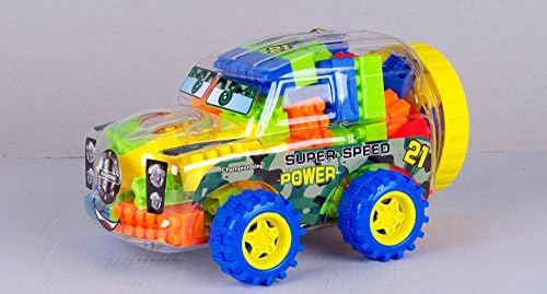 Building Blocks with a Army Car Shape Blocks Container for Toddlers, Different Colors and Shapes, Educational Learning Toy, Motor Skills Development for Boys and Girls