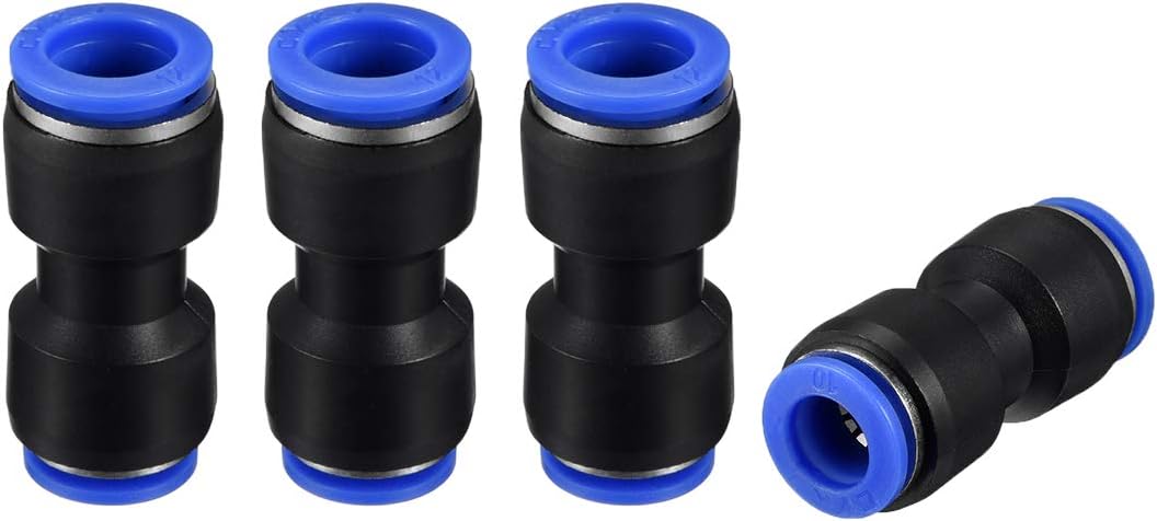 sourcing map 4pcs Push to Connect Fittings Tube Connect 15/32" to 25/64" OD Reducing Straight Union Push Fit Fittings Tube Fittings Push Lock Blue