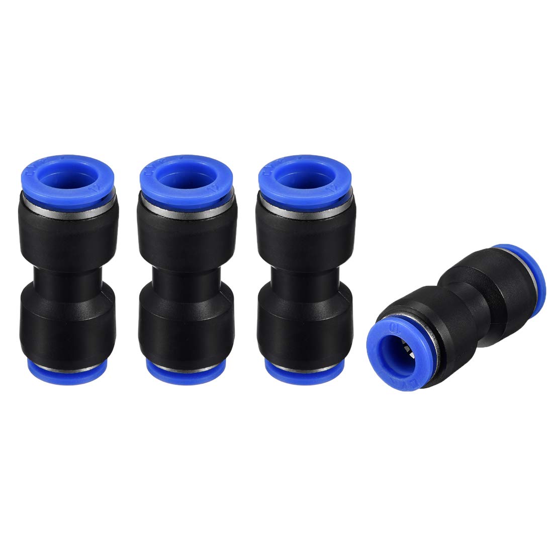 sourcing map 4pcs Push to Connect Fittings Tube Connect 15/32" to 25/64" OD Reducing Straight Union Push Fit Fittings Tube Fittings Push Lock Blue