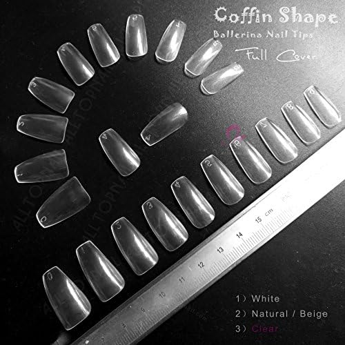 Coffin Shape False Nail Tips Full Cover Ballerina Nail Tips 100pcs (Clear)