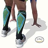 BETTER THAN KT TAPE for SHIN SPLINTS: Seriously Tight CALF COMPRESSION SLEEVES, Guard & protect shins / calves. Prevents swelling, aids muscle recovery. Extreme footless