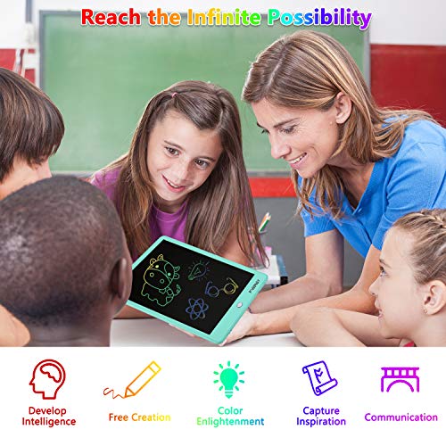 FVEREY LCD Writing Tablet Doodle Board for Kids 10 Inch Colorful Educational Drawing Tablet Erasable Reusable Electronic Writing Pads Toys Gifts for 3 4 5 6 7 Year Old Age Boys Girls(Blue)