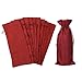 HRX Package Pack of 10 Burlap Wine Bags with Drawstring for Christmas, 14 x 6 1/4 inches (Red)