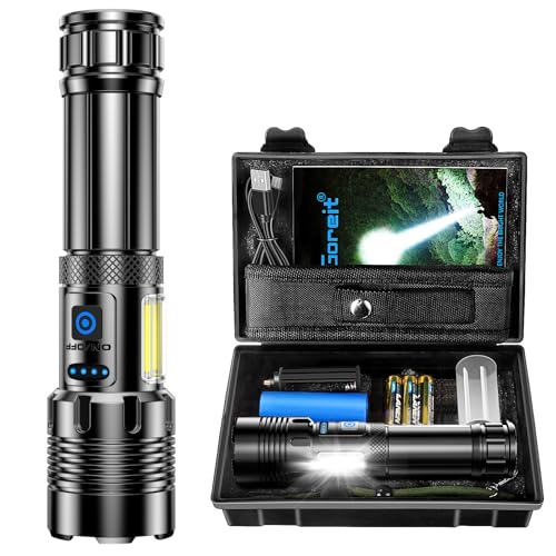 Lanterna Led Recarregável 10000Lúmen, Lanternas Tatica Militar Há 7 Modos, XHP90.2 Chip, lanternas Potente Zoom de Longo Alcance, Lanternas Para Acampamento, Pesca Emergências, Super Lanterna USB LED