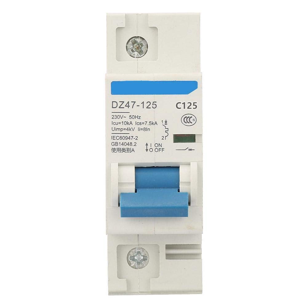 Keenso Current Circuit Breaker, DZ47-125 1P Current Miniature Circuit Breaker AC 230V 80/100/125A Leakage Switch Supplemental Protection(125A) Breaker Breakerdz47-125