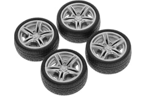 FANSOFTIKS 4Pcs Black Tires, 48mm Simulation Rubber Wheel Tire Toy Model DIY RC Spare Parts, Remote Vehicles Parts, Easy Installation Small in Size